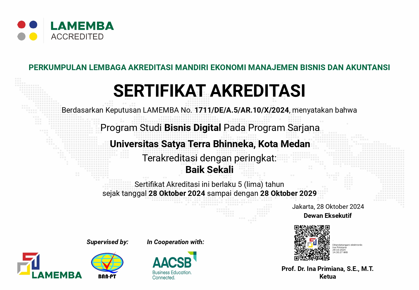 Akreditasi “Baik Sekali” Prodi Bisnis Digital Universitas Satya Terra Bhinneka